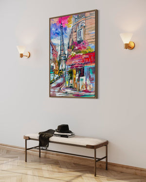 Cafes of paris- 60x90 cm - original on Belgian linen