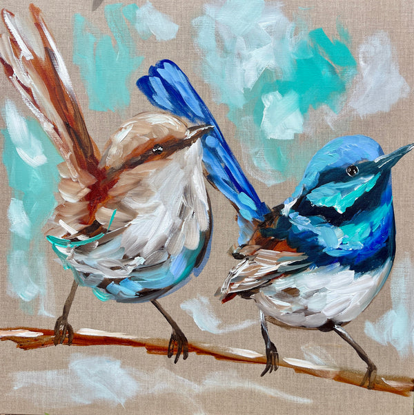 Together again - 60x60 cm - original on Belgian linen