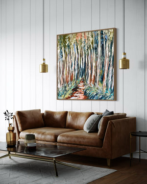 Shaded gum tree trail - 120 x120 cm original on  gallery canvas