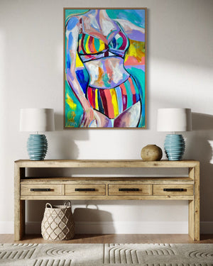 60x90 cm - beach babe   - original on gallery canvas