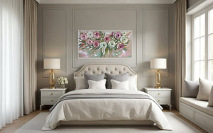 Blushing Rosa - original on Belgian linen 75 x150 cm