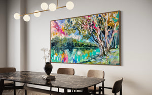 Blush Sunset River gum -original on gallery canvas 90x150  cm