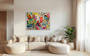 Australian rainbow forest-Original on Belgian linen  90x120  Cm