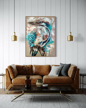 Daily visitor  -Original on belgian linen  75x100  Cm