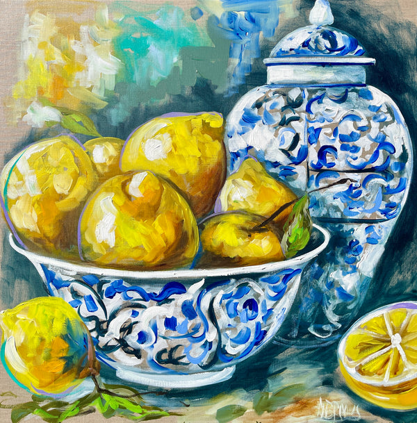 Lemon bowl and ginger jar - art print