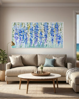 Blue heaven wisteria-Original on gallery cotton  75x150 cm