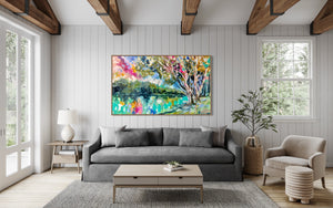 Blush Sunset River gum -original on gallery canvas 90x150  cm