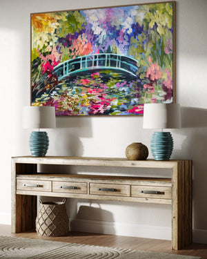Monets Garden aglow - original on gallery canvas 90x150  cm