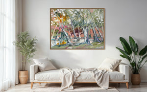 Pastel posed river gums -Original on Belgian linen 90x120 cm framed