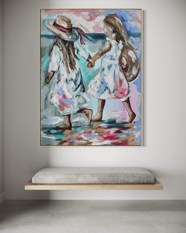 Sisterly love -original on gallery canvas  75x100 cm