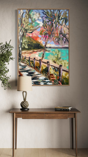 Tranquil tides - tea tree bay - noosa - original on Belgian linen 60x90 cm