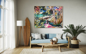 Discovering Tea Tree Bay - Noosa  -Original on Belgian linen  90x120  Cm