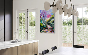 60x90 cm - blue sky Jacaranda -original on Belgian linen