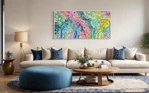 Delicate swaying silver gum- original on cotton canvas  75 x150 cm