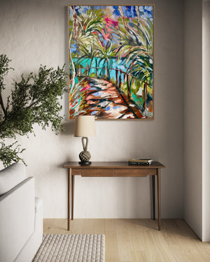 Shaded path  - Noosa National Park- original on Belgian linen- 75x100 cm