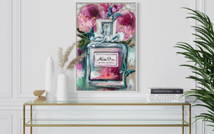 Miss Dior - blooming bouquet - 60x90 cm - original on Belgian linen