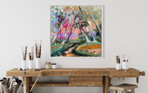 46x46 cm -as the sun sets - original on gallery canvas