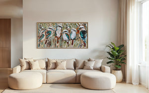 Home among the gum trees - original on Belgian linen 75 x150 cm