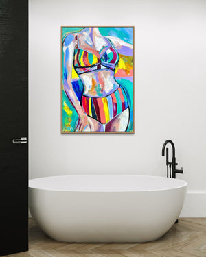 60x90 cm - beach babe   - original on gallery canvas