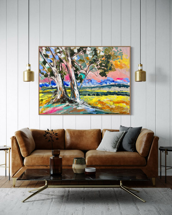 Canola Vista -Original on Belgian linen  90x120  Cm