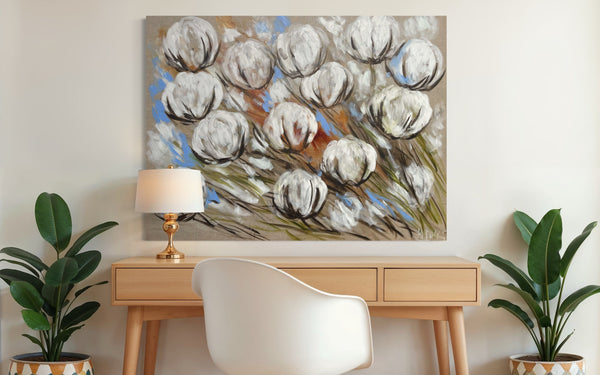 Australian cotton blooms  -Original on gallery canvas  90x120 cm