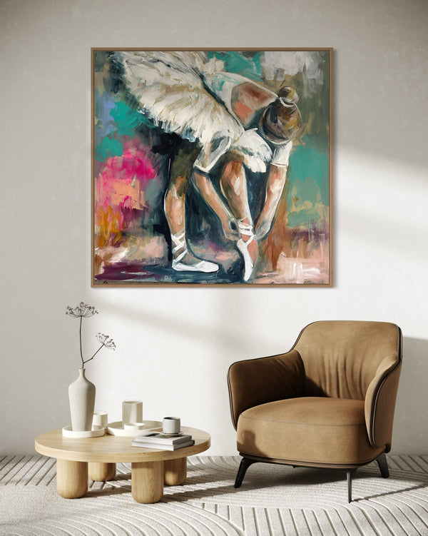 Time to shine-original on belgian linen - 90x90 Cm