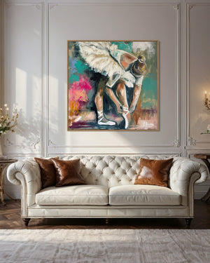 Time to shine-original on belgian linen - 90x90 Cm