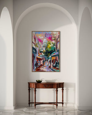 Pretty streets of paris- 60x90 cm - original on Belgian linen