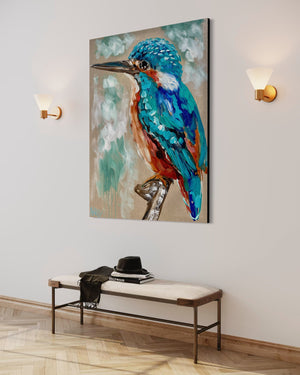 Azure Kingfisher-original on Belgian linen 75x100 Cm