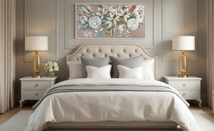 Delicate bush blooms -Original on Gallery canvas 75x150 Cm