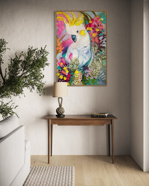 Spring Cockatoo -60x90 cm - original on Belgian linen