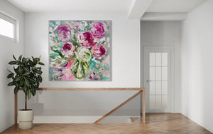 Paris Peony - 90x90 cm - original on gallery canvas