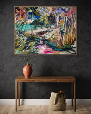 Discovering Tea Tree Bay - Noosa  -Original on Belgian linen  90x120  Cm