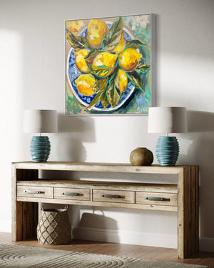 Sunshine lemons  - 76x76cm -original on Belgian linen