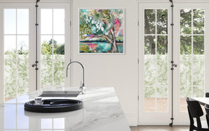 46x46 cm - morning glow river gum - original on gallery canvas