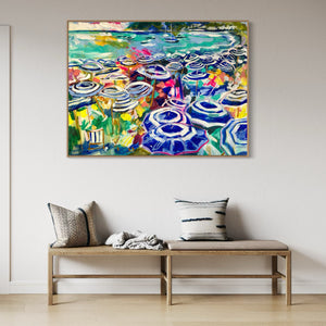 Il ombrello - arienzo beach - Italy -Original on gallery canvas  90x120  Cm