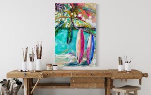 60x90 cm - Paradise Palms - original on gallery canvas