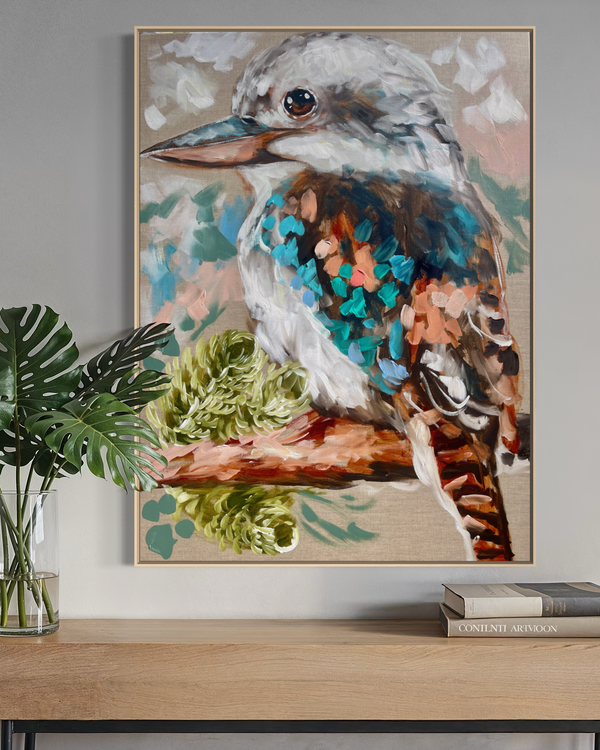 My Daily visitor-Original on belgian linen  75x100  Cm