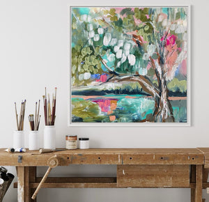 46x46 cm - morning glow river gum - original on gallery canvas