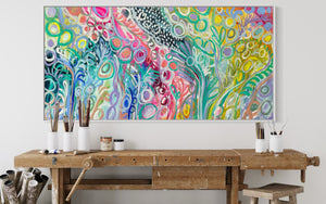 Delicate swaying silver gum- original on cotton canvas  75 x150 cm