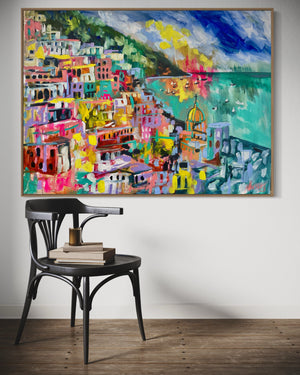 Positano Aglow - Original on Gallery canvas  90x120  Cm