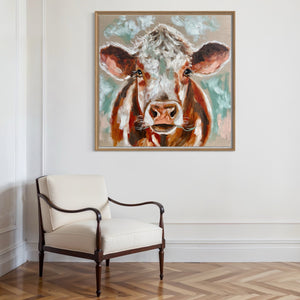 Brown Eyed girl -original on Belgian linen   - 90x90 Cm