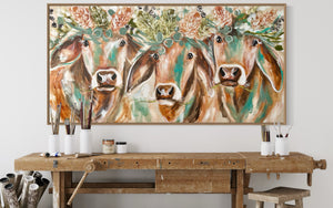 Life on the farm-  Original on Belgian linen  75x150 Cm