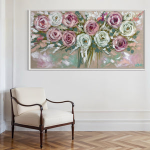 Blushing Rosa - original on Belgian linen 75 x150 cm