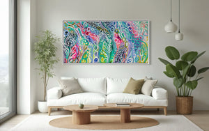 Springtime in the daintree- original on cotton canvas  75 x150 cm