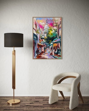 Pretty streets of paris- 60x90 cm - original on Belgian linen