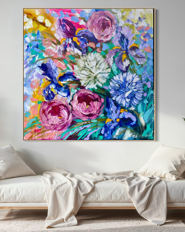 Flowers will bloom-Original on gallery canvas 120x120 cm