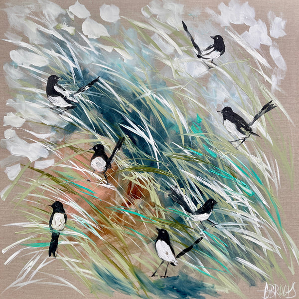 willy wagtails and whispering grass  -art print