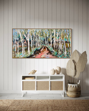 Eucalyptus lane- original on Belgian linen 75 x150 cm