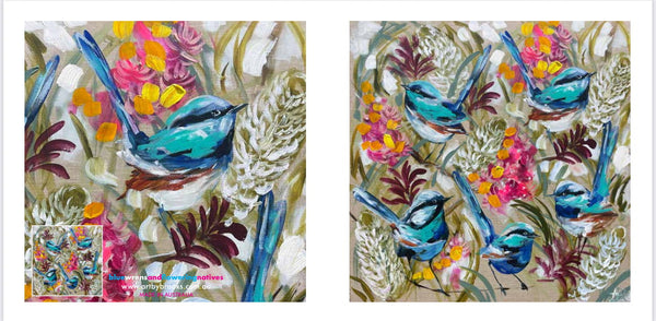 Blue wrens and flowering natives